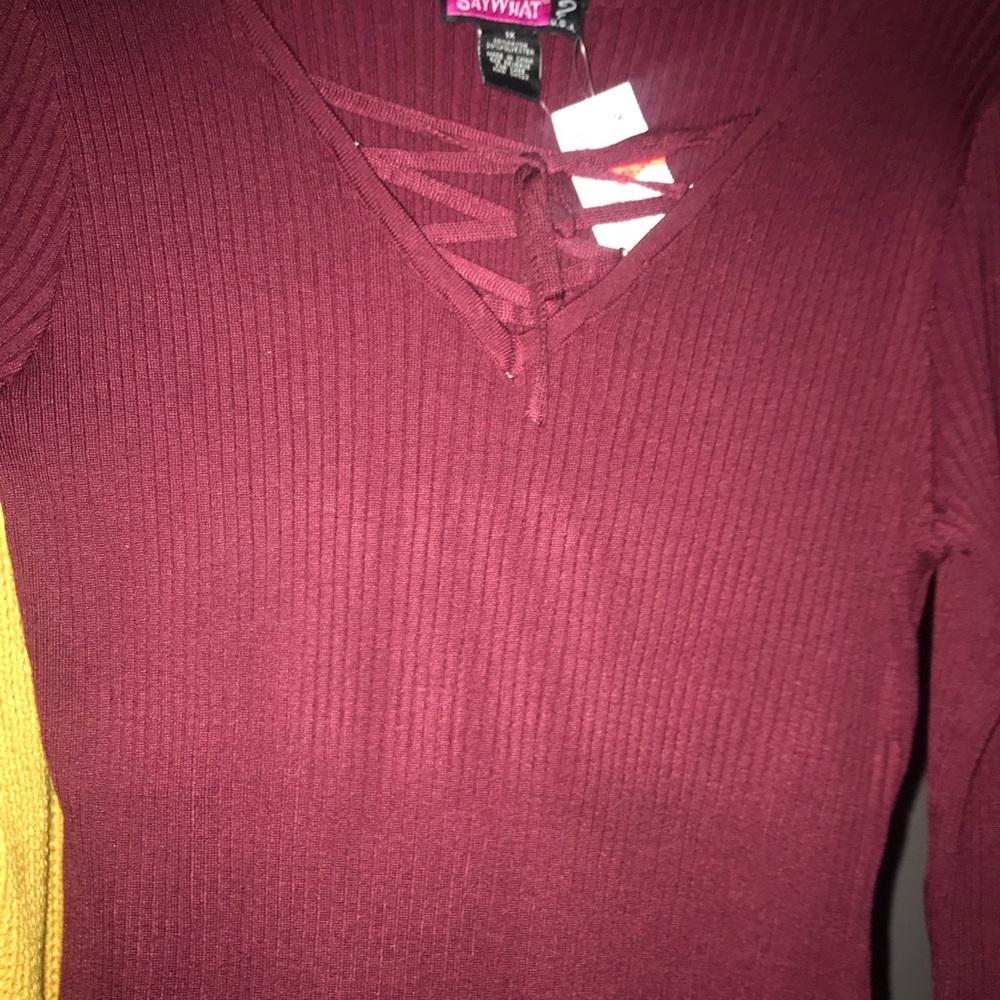 Burgundy V-Neck Tee